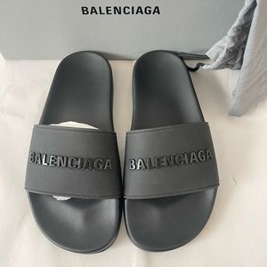 NEW BALENCIAGA Logo Sport Slide Sz36